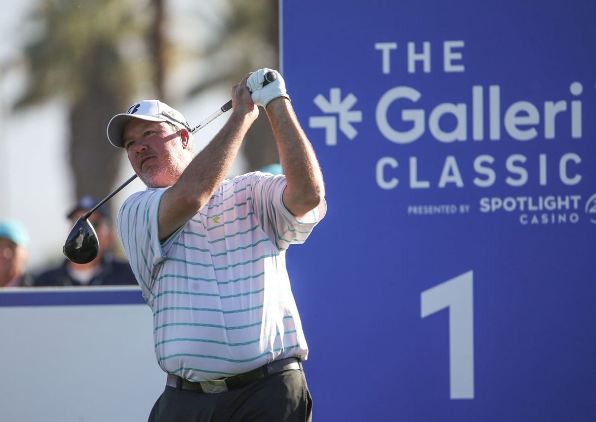 Boo Weekley tees off on the first hole during the first round of the Galleri Classic at Mission Hills Country Club in Rancho Mirage, Calif., March 29, 2024.