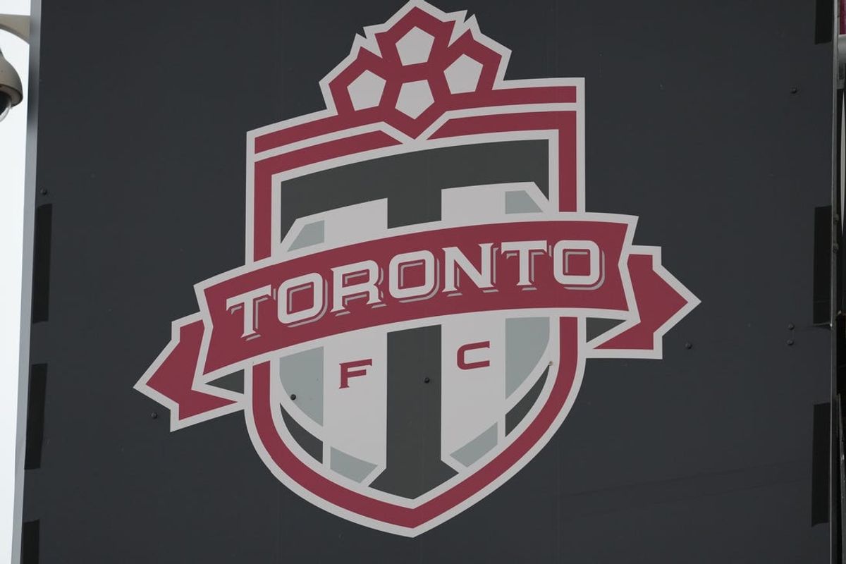 Mar 30, 2024; Toronto, Ontario, USA; A general view of the Toronto FC logo before a match against Sporting Kansas City at BMO Field. Mandatory Credit: Nick Turchiaro-USA TODAY Sports Nick Turchiaro-USA TODAY Sports