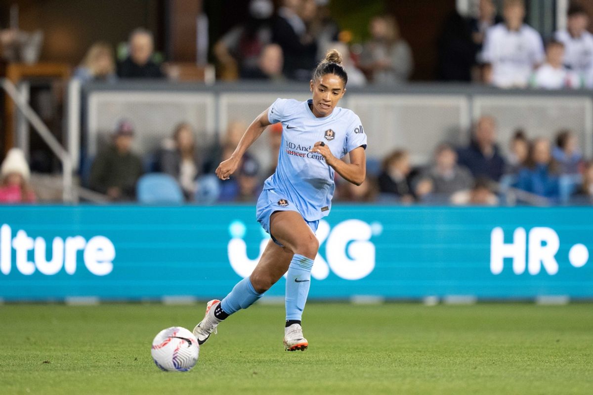 March 30, 2024; San Jose, California, USA; Houston Dash forward Kiki Van Zanten (12) during the first half against Bay FC at PayPal Park. Mandatory Credit: Kyle Terada-Imagn Images