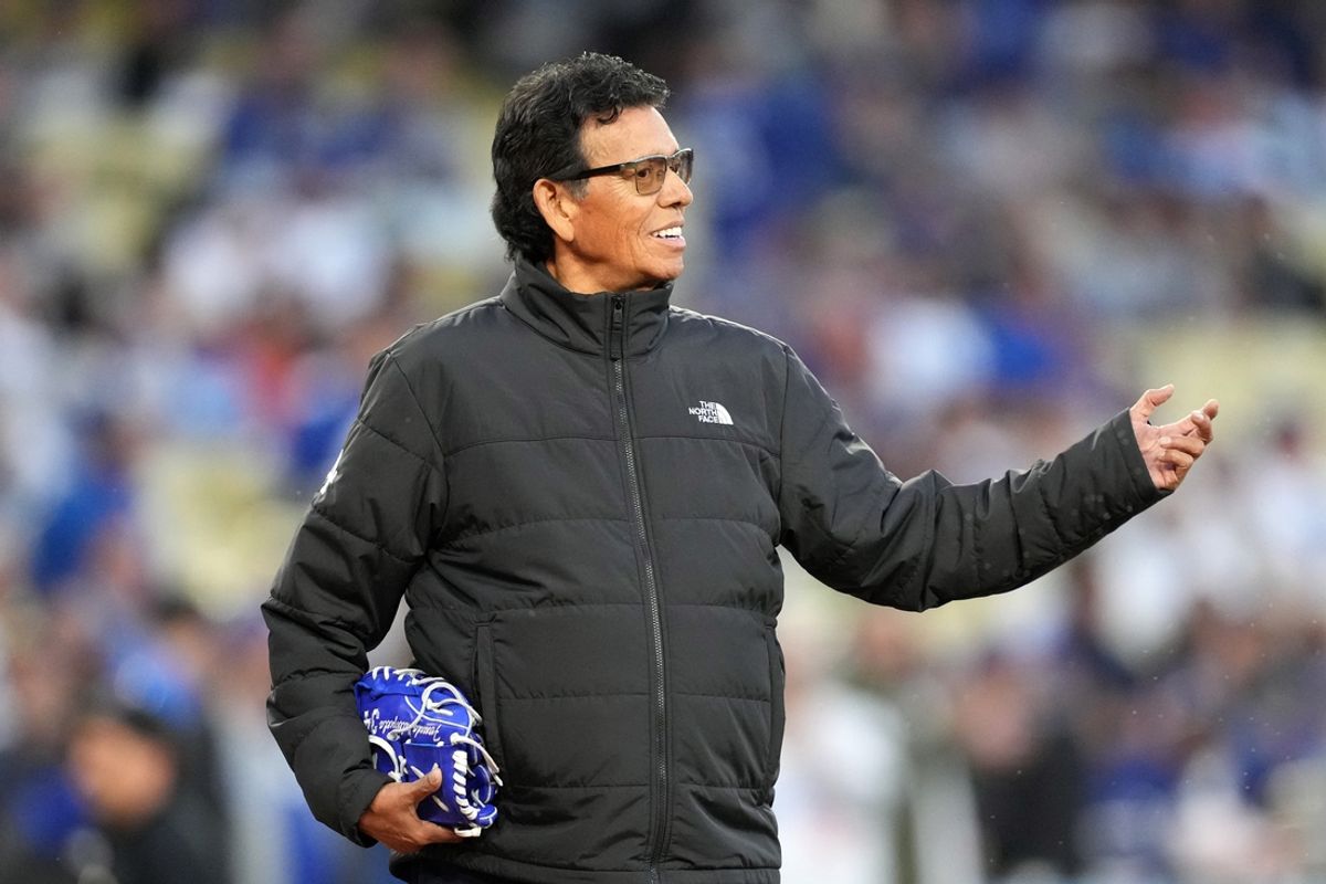 Apr 1, 2024; Los Angeles, California, USA; Los Angeles Dodgers former pitcher Fernando Valenzuela attends the game against the San Francisco Giants at Dodger Stadium. Mandatory Credit: Kirby Lee-Imagn Images