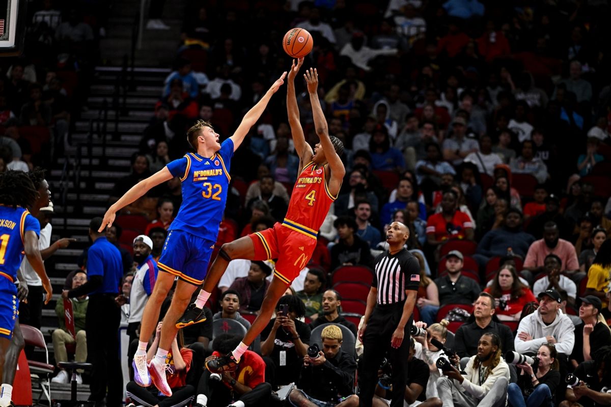 Cooper Flagg (left) and Airious "Ace" Bailey competed as McDonald's All-Americans but are now headliners for their college programs. Mandatory Credit: Maria Lysaker-Imagn Images