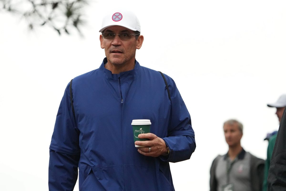 Apr 11, 2024; Augusta, Georgia, USA; Former NFL coach Ron Rivera looks on during the first round of the Masters Tournament. Mandatory Credit: Kyle Terada-Imagn Images
