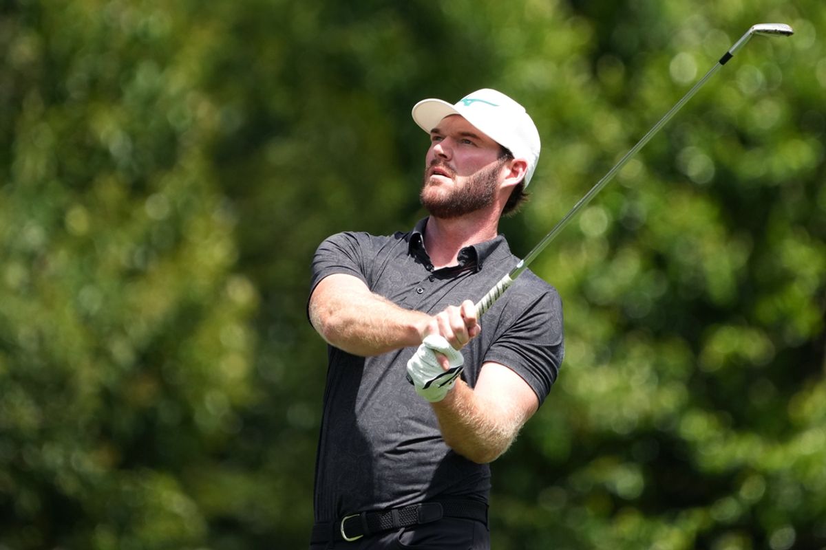 Apr 11, 2024; Augusta, Georgia, USA; Grayson Murray plays his shot from the fourth tee during the first round of the Masters Tournament. Mandatory Credit: Kyle Terada-USA TODAY Sports
