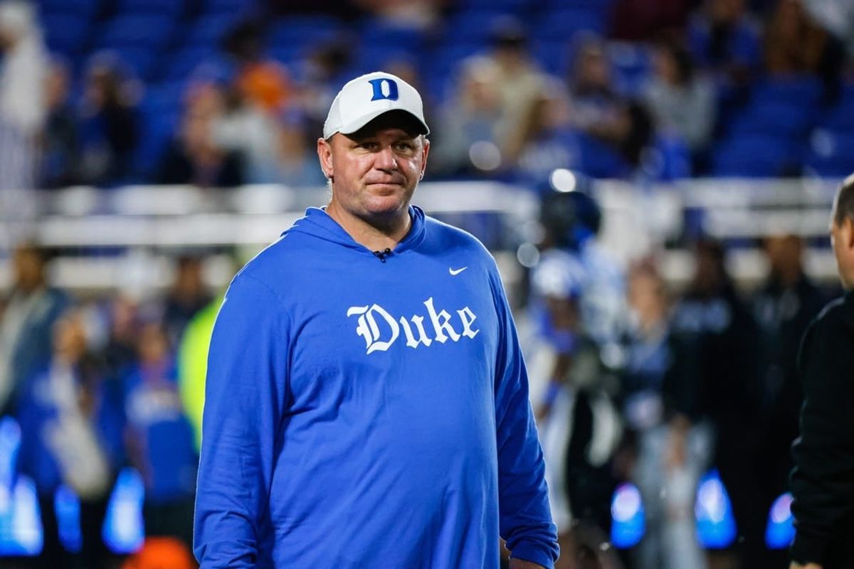 Oct 14, 2023; Durham, North Carolina, USA; Duke Blue Devils head coach Mike Elko before the first half of the game against North Carolina State Wolfpack at Wallace Wade Stadium.