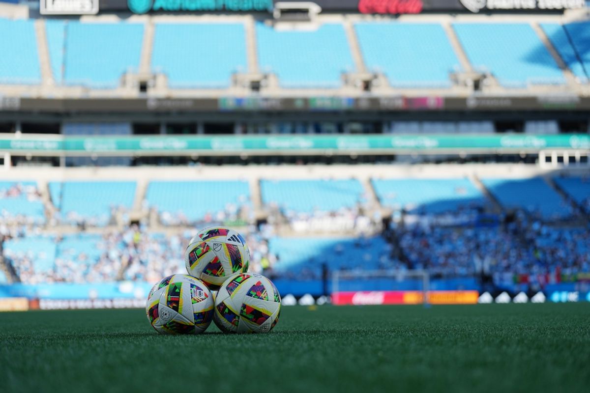 Apr 13, 2024; Charlotte, North Carolina, USA; General view of game balls before the match between the Charlotte FC and the Toronto FC at Bank of America Stadium. Mandatory Credit: Jim Dedmon-USA TODAY Sports