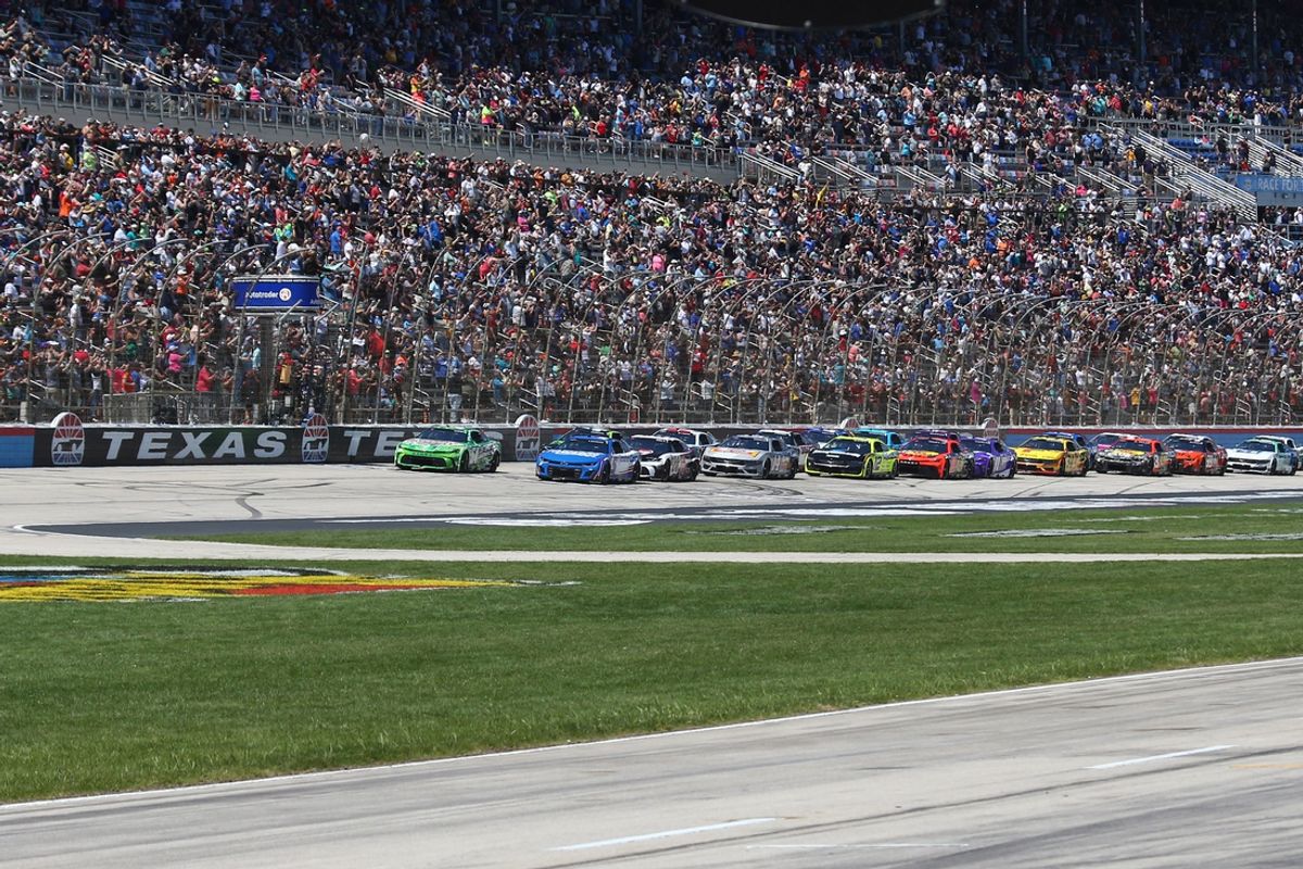 Apr 14, 2024; Fort Worth, Texas, USA;  A general view of the start of the NASCAR Cup Series AutoTrader EchoPark 400 at Texas Motor Speedway. Mandatory Credit: Michael C. Johnson-USA TODAY Sports