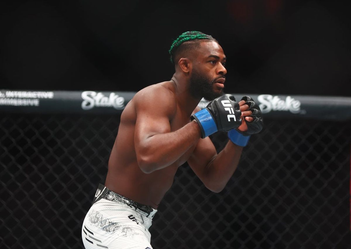 Apr 13, 2024; Las Vegas, Nevada, USA; Aljamain Sterling during UFC 300 at T-Mobile Arena. Mandatory Credit: Mark J. Rebilas-Imagn Images