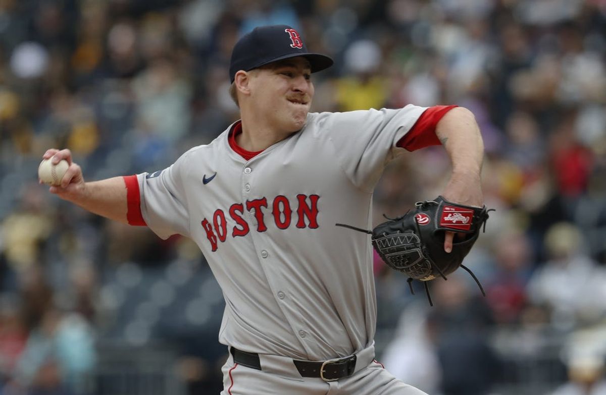 Apr 21, 2024; Pittsburgh, Pennsylvania, USA;  Boston Red Sox starting pitcher Josh Winckowski (25) delivers a pitch against the Pittsburgh Pirates during the first inning at PNC Park. Mandatory Credit: Charles LeClaire-USA TODAY Sports