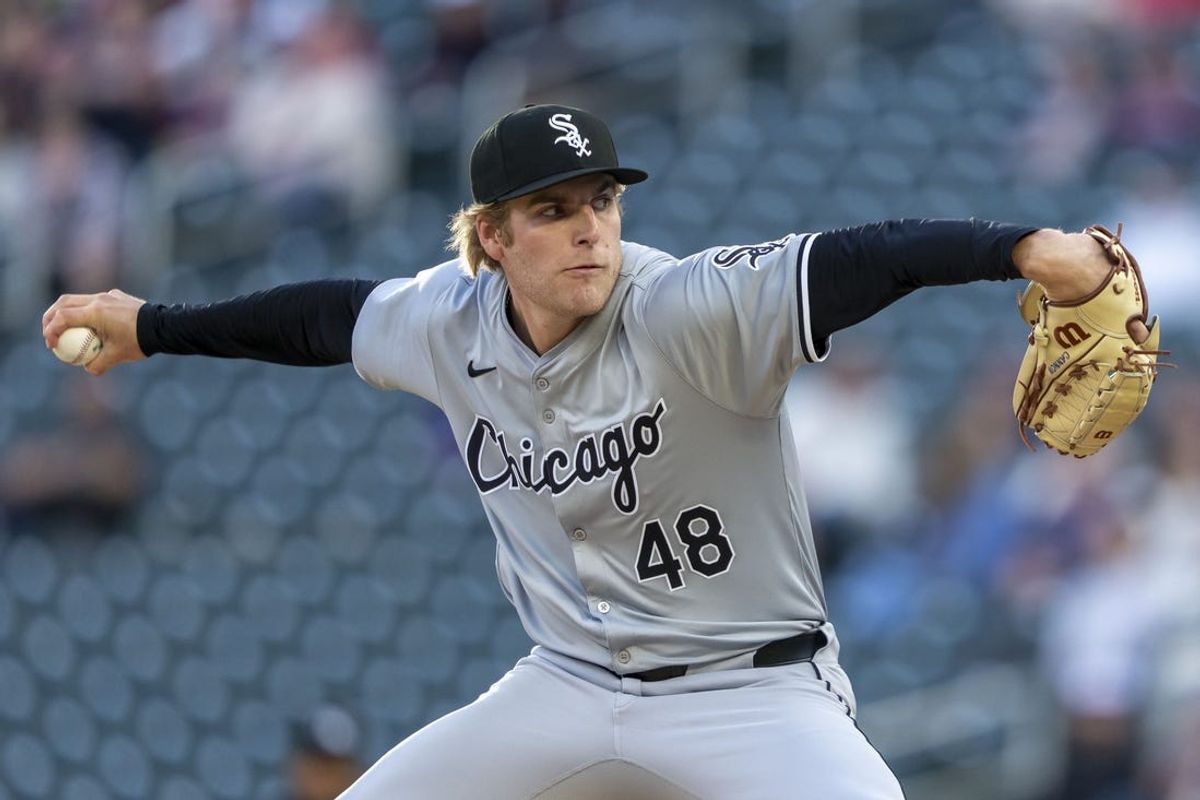 Apr 22, 2024; Minneapolis, Minnesota, USA; Chicago White Sox starting pitcher Jonathan Cannon (48) delivers a pitch against the Minnesota Twins in the first inning at Target Field. Mandatory Credit: Jesse Johnson-USA TODAY Sports