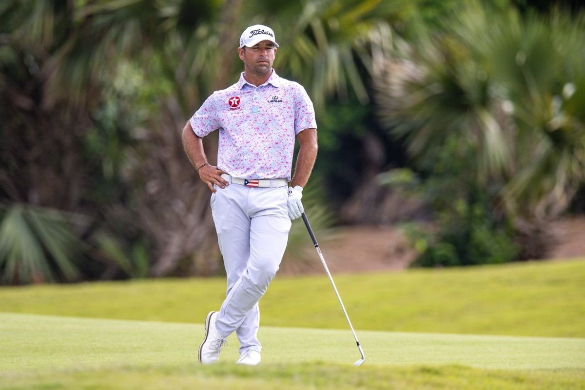 Apr 27, 2024; Avondale, Louisiana, USA; Rafael Campos looks on from the tenth fairway during the third round of the Zurich Classic of New Orleans golf tournament. Mandatory Credit: Stephen Lew-Imagn Images