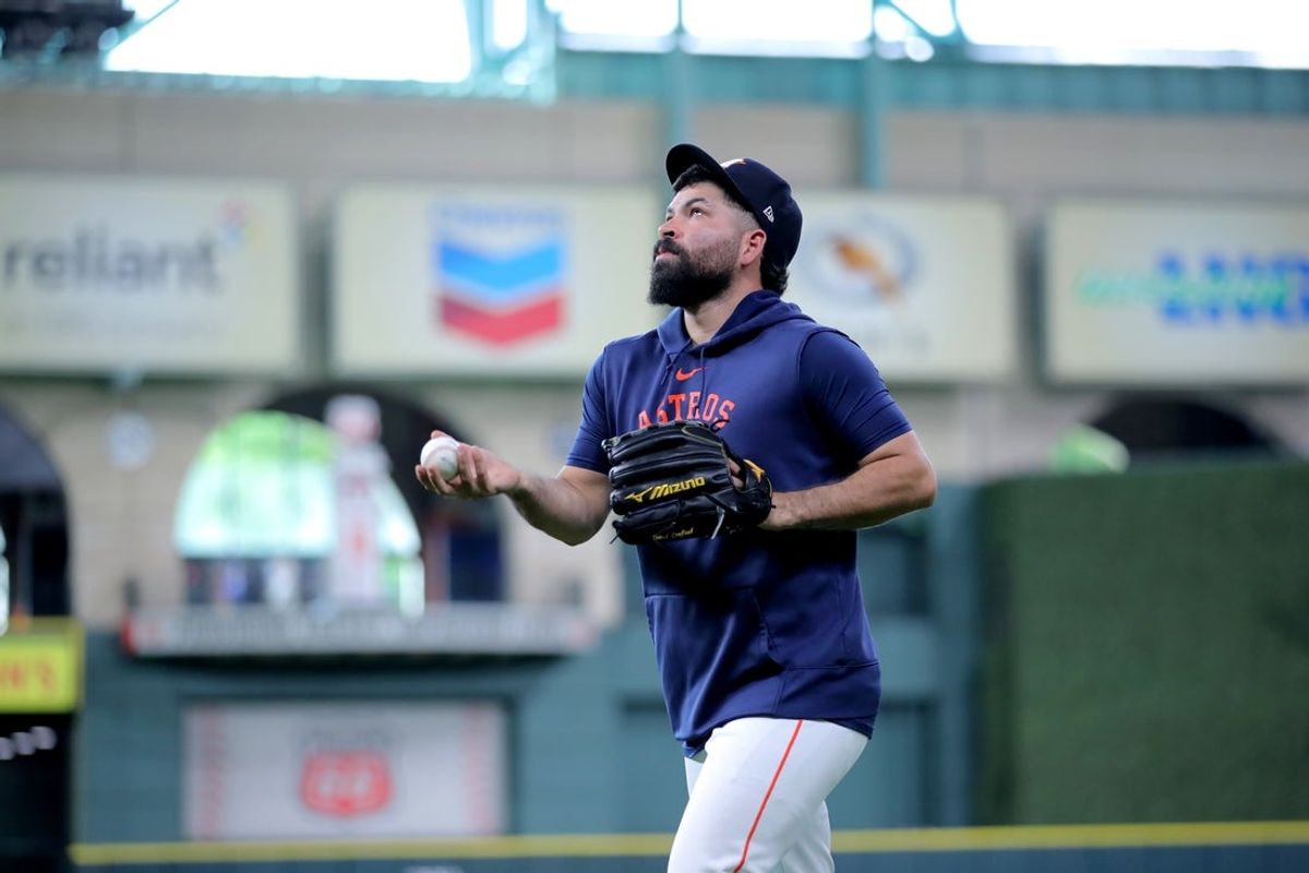 Apr 30, 2024; Houston, Texas, USA; Houston Astros starting pitcher Jose Urquidy (65) prior to the game against the Cleveland Guardians at Minute Maid Park. Mandatory Credit: Erik Williams-Imagn Images