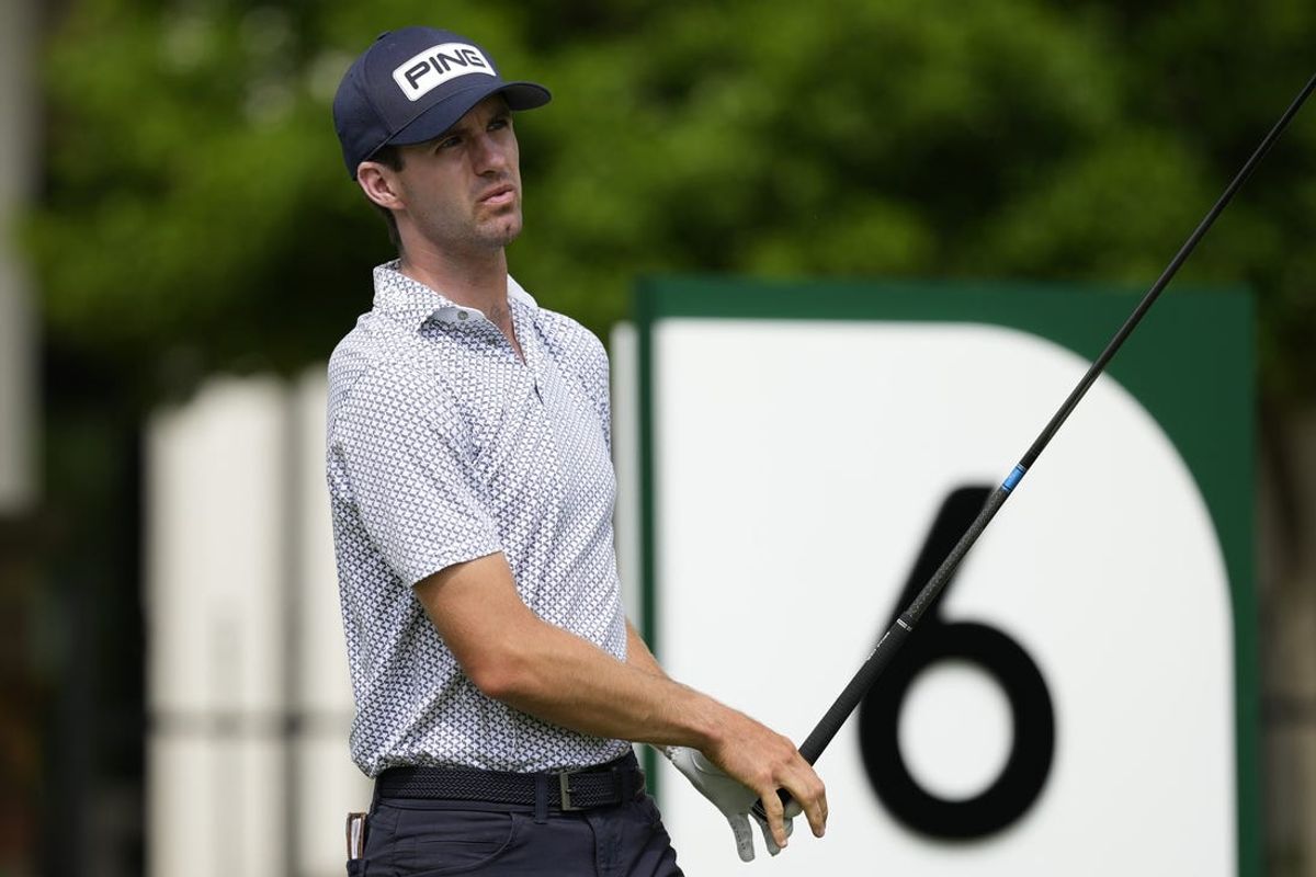 May 3, 2024; McKinney, Texas, USA; Alex Smalley watches his shot from the sixth tee during the second round of THE CJ CUP Byron Nelson golf tournament. Mandatory Credit: Jim Cowsert-USA TODAY Sports
