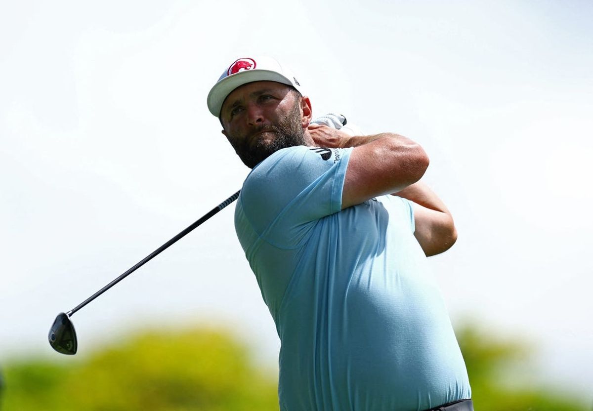 [US, Mexico & Canada customers only] May 2, 2024; SINGAPORE; Jon Rahm during the first round of LIV Golf Singapore golf tournament at Sentosa Golf Club. Mandatory Credit: Edgar Su/Reuters via USA TODAY Sports