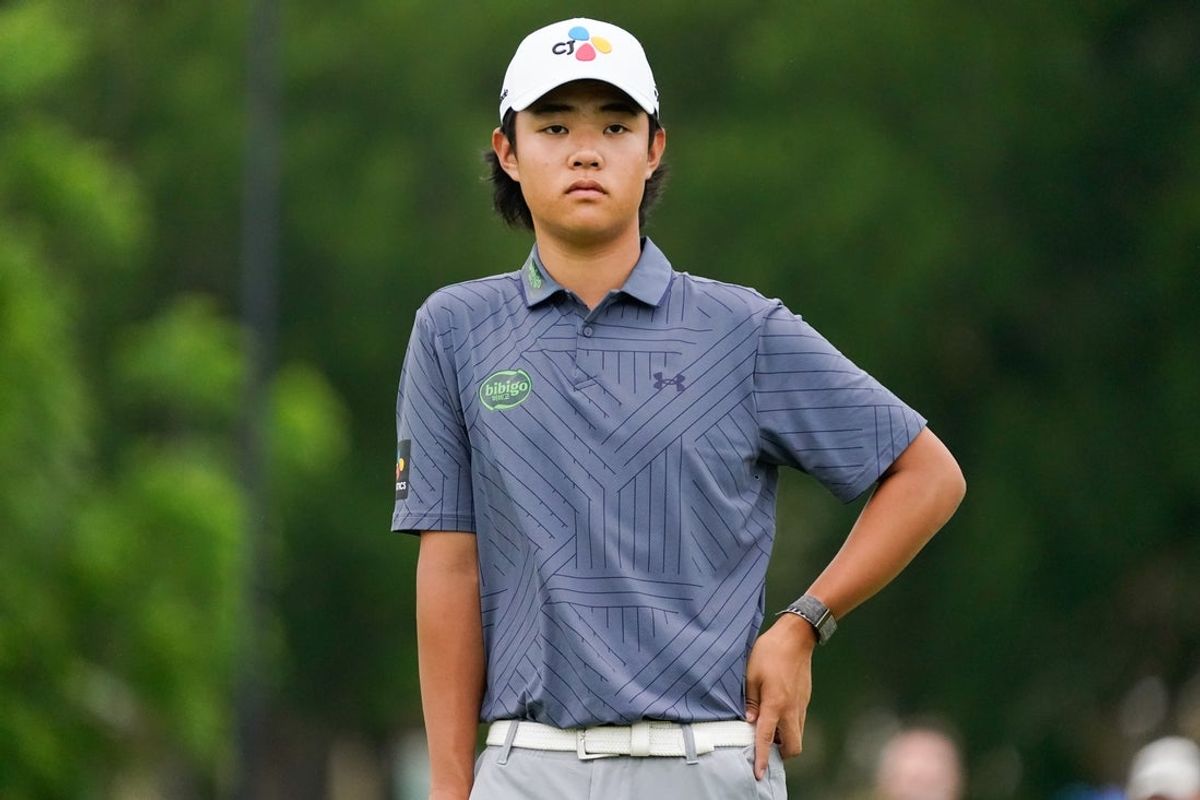 May 4, 2024; McKinney, Texas, USA; Kris Kim waits to putt on the tenth green during the third round of THE CJ CUP Byron Nelson golf tournament. Mandatory Credit: Raymond Carlin III-Imagn Images