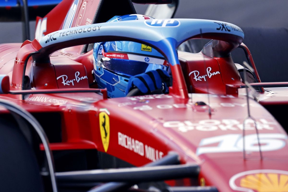 May 4, 2024; Miami Gardens, Florida, USA; Ferrari driver Charles Leclerc (16) during F1 qualifying for Miami Grand Prix at Miami International Autodrome. Mandatory Credit: Peter Casey-Imagn Images