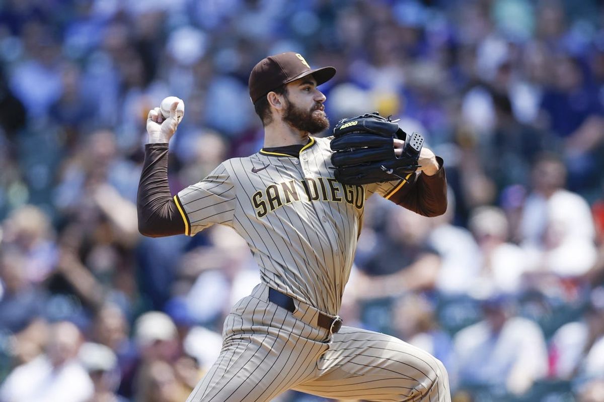 May 8, 2024; Chicago, Illinois, USA; San Diego Padres starting pitcher Dylan Cease (84) delivers a pitch against against the Chicago Cubs during the first inning at Wrigley Field. Mandatory Credit: Kamil Krzaczynski-USA TODAY Sports
