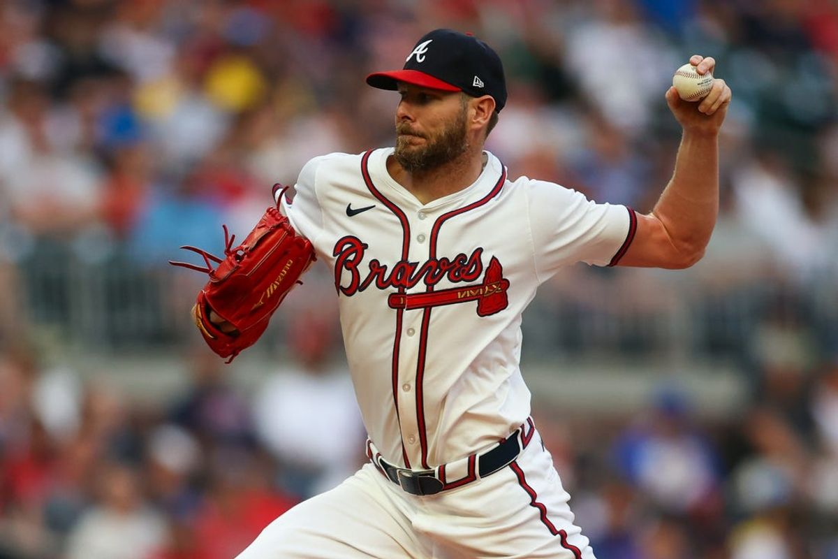 May 8, 2024; Atlanta, Georgia, USA; Atlanta Braves starting pitcher Chris Sale (51) throws against the Boston Red Sox in the second inning at Truist Park. Mandatory Credit: Brett Davis-USA TODAY Sports