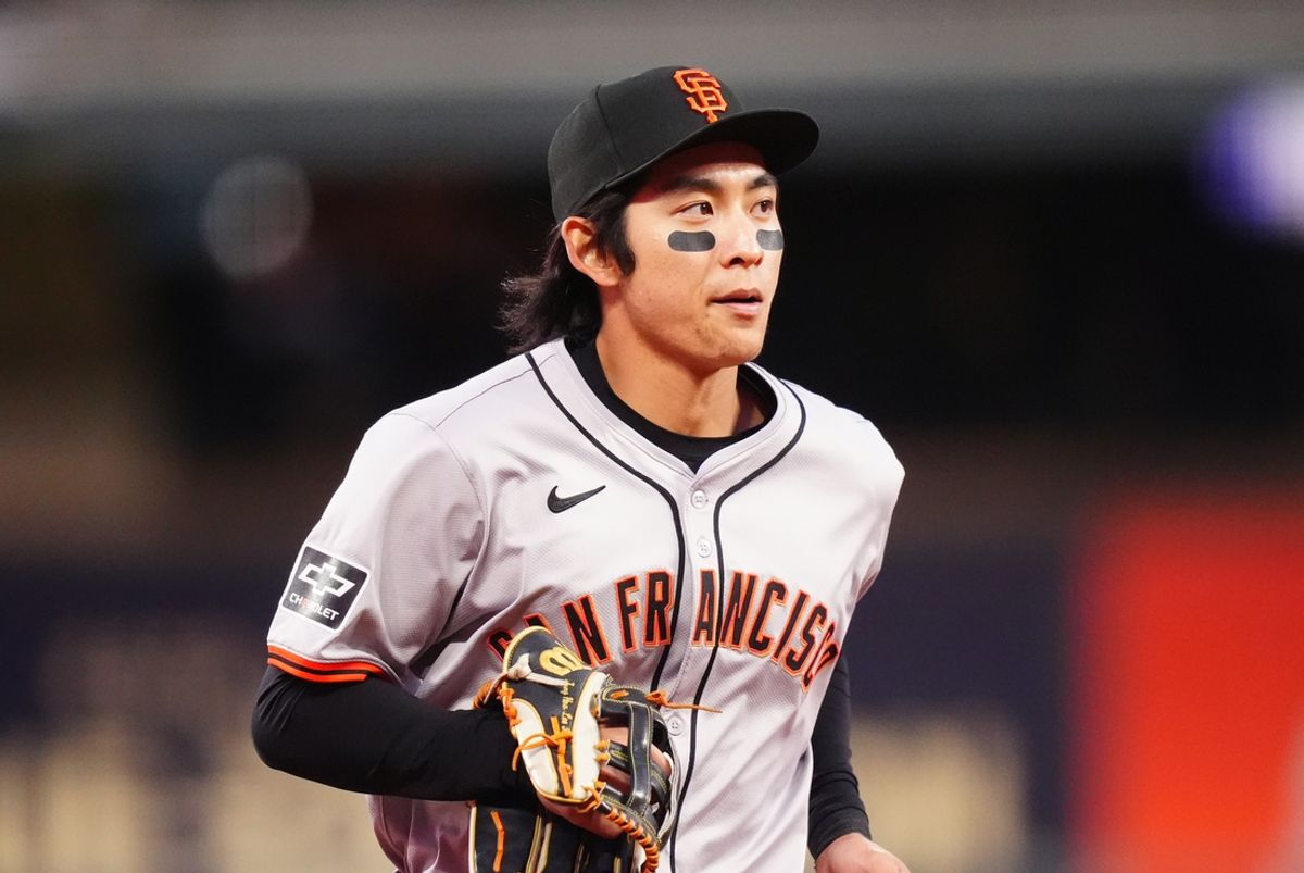 May 8, 2024; Denver, Colorado, USA; San Francisco Giants outfielder Jung Hoo Lee (51) during the game against the Colorado Rockies at Coors Field. Mandatory Credit: Ron Chenoy-Imagn Images