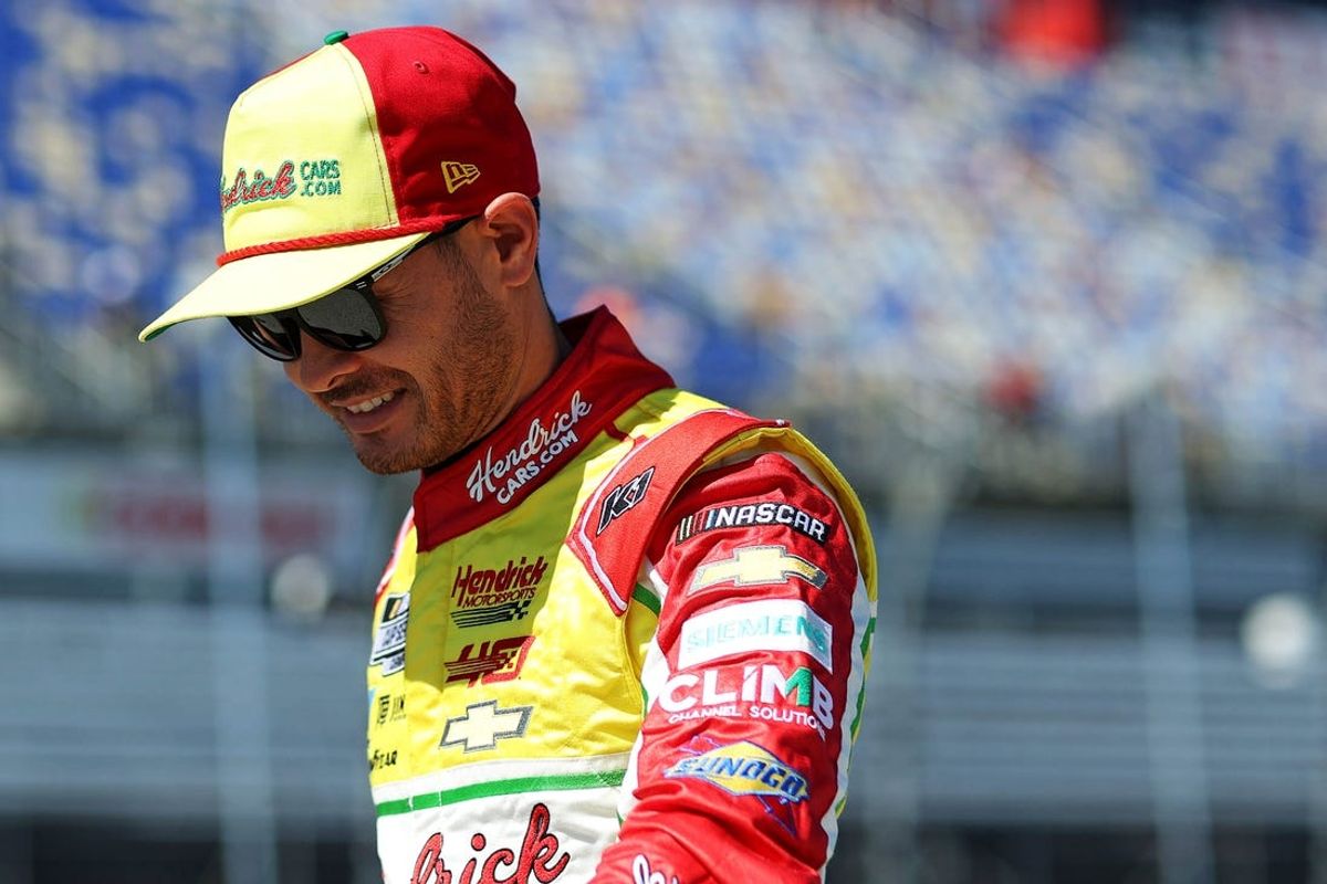 May 11, 2024; Darlington, South Carolina, USA; NASCAR Cup Series driver Kyle Larson (5) during practice for the Goodyear 400 at Darlington Raceway. Mandatory Credit: Peter Casey-USA TODAY Sports