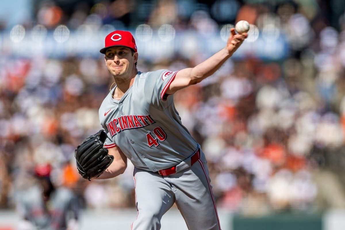 May 11, 2024; San Francisco, California, USA; Cincinnati Reds pitcher Nick Lodolo (40) throws against the San Francisco Giants during the first inning at Oracle Park. Mandatory Credit: Bob Kupbens-USA TODAY Sports