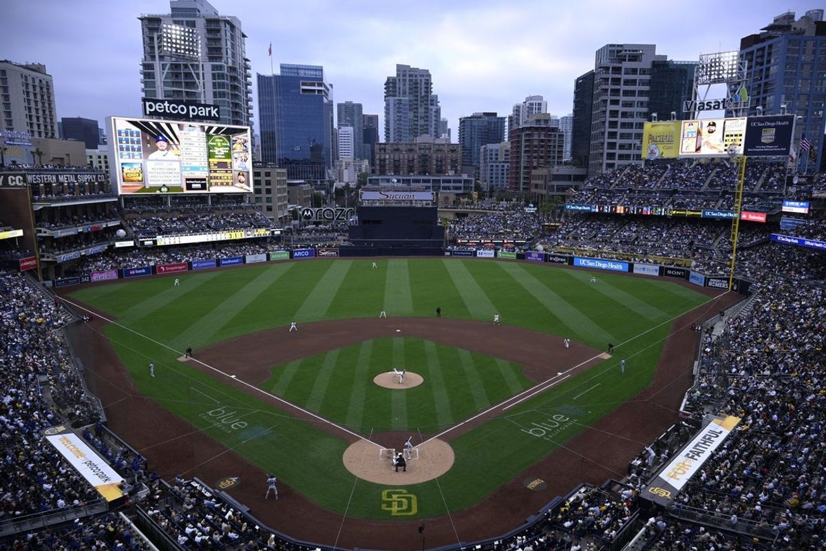 A general view of Petco Park during the fifth inning between the San Diego Padres and the Los Angeles Dodgers at Petco Park. Mandatory Credit: Orlando Ramirez-Imagn Images