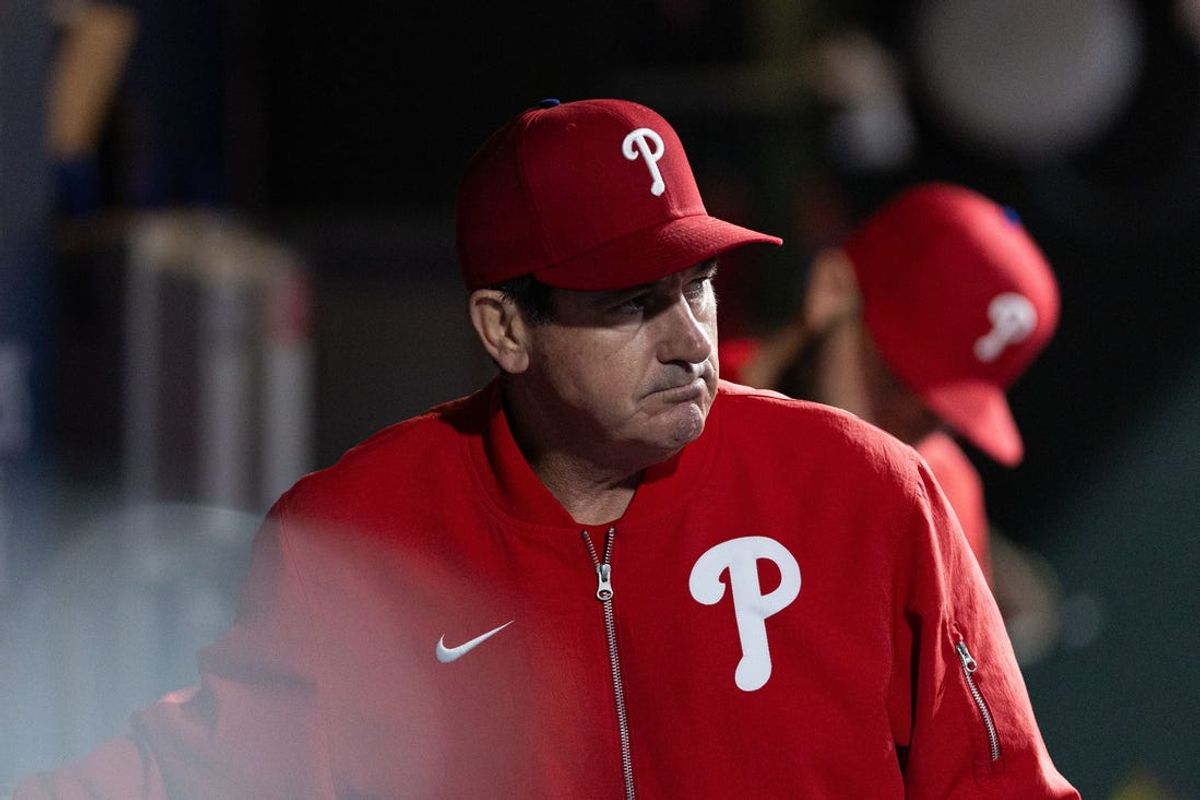 May 15, 2024; Philadelphia, Pennsylvania, USA; Philadelphia Phillies manager Rob Thomson looks on during the eighth inning against the New York Mets at Citizens Bank Park. Mandatory Credit: Bill Streicher-USA TODAY Sports