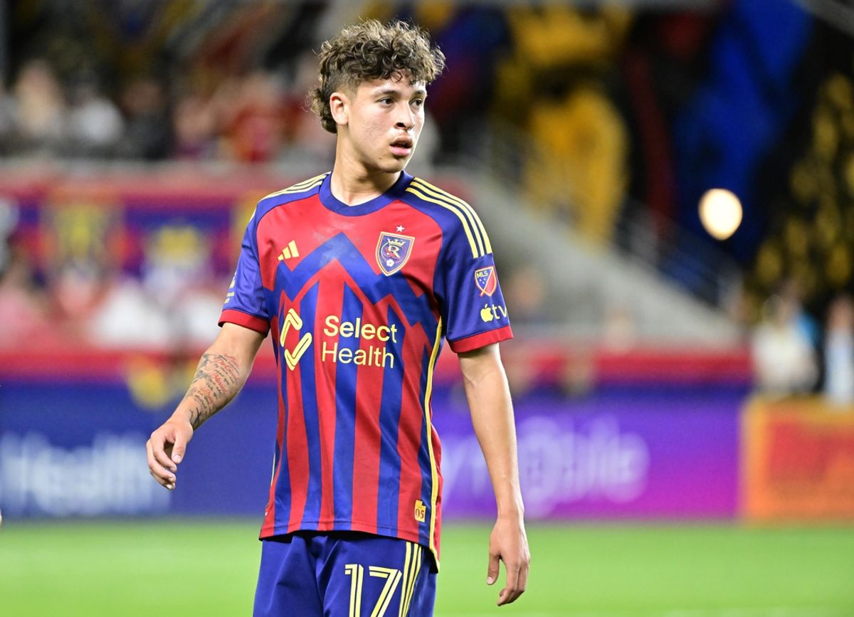 May 15, 2024; Sandy, Utah, USA; Real Salt Lake forward Fidel Barajas (17) during the second half against the Seattle Sounders FC at America First Field. Mandatory Credit: Christopher Creveling-Imagn Images