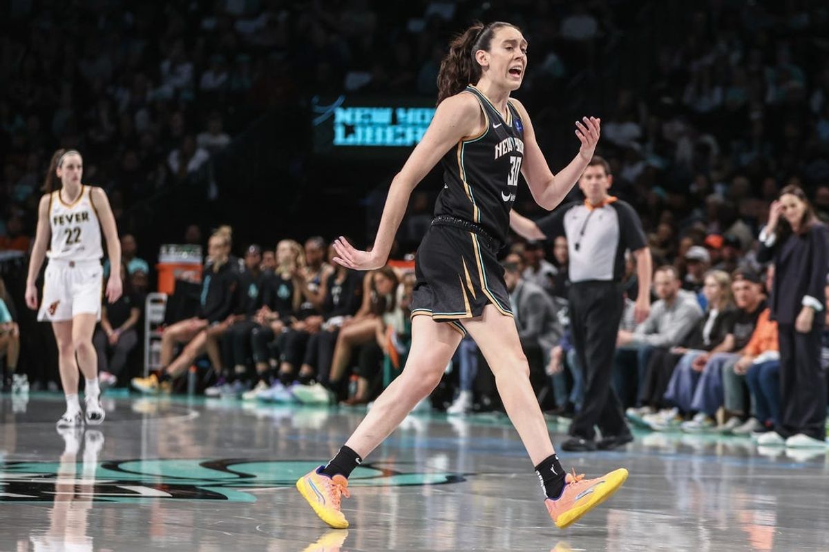 May 18, 2024; Brooklyn, New York, USA;  New York Liberty forward Breanna Stewart (30) reacts after a turnover in the fourth quarter against the Indiana Fever at Barclays Center. Mandatory Credit: Wendell Cruz-USA TODAY Sports