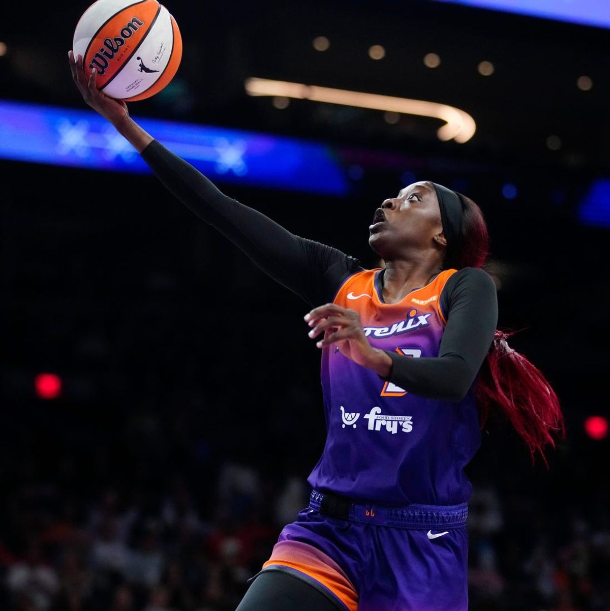 Mercury guard Kahleah Copper (2) makes a layup against the Dream during the home opener at the Footprint Center on Saturday, May 18, 2024.