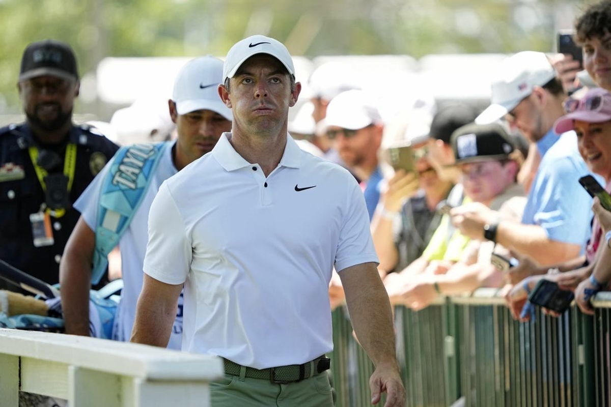 May 19, 2024; Louisville, Kentucky, USA; Rory McIlroy walks to the 2nd tee during the final round of the PGA Championship golf tournament at Valhalla Golf Club. Mandatory Credit: Adam Cairns-USA TODAY Sports