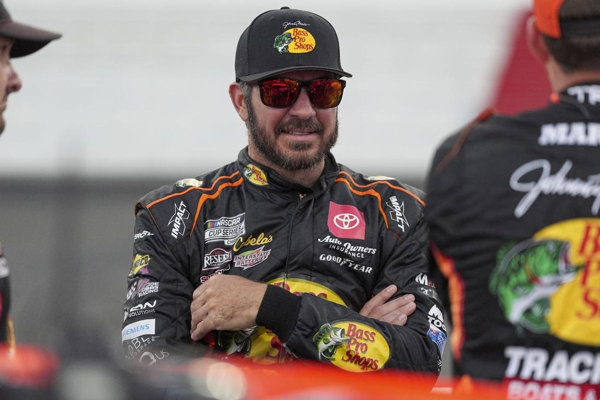 May 19, 2024; North Wilkesboro, North Carolina, USA;  NASCAR Cup Series driver Martin Truex Jr. (19) during the All Star race at North Wilkesboro Speedway. Mandatory Credit: Jim Dedmon-USA TODAY Sports