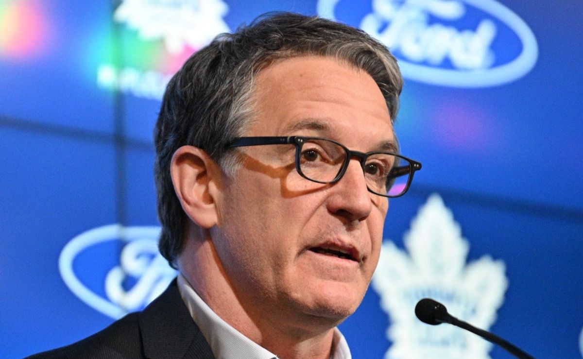 May 21, 2024; Toronto, Ontario, CANADA;  Toronto Maple Leafs president Brendan Shanahan speaks during a media conference to introduce new head coach Craig Berube (not shown) at Ford Performance Centre. Mandatory Credit: Dan Hamilton-Imagn Images