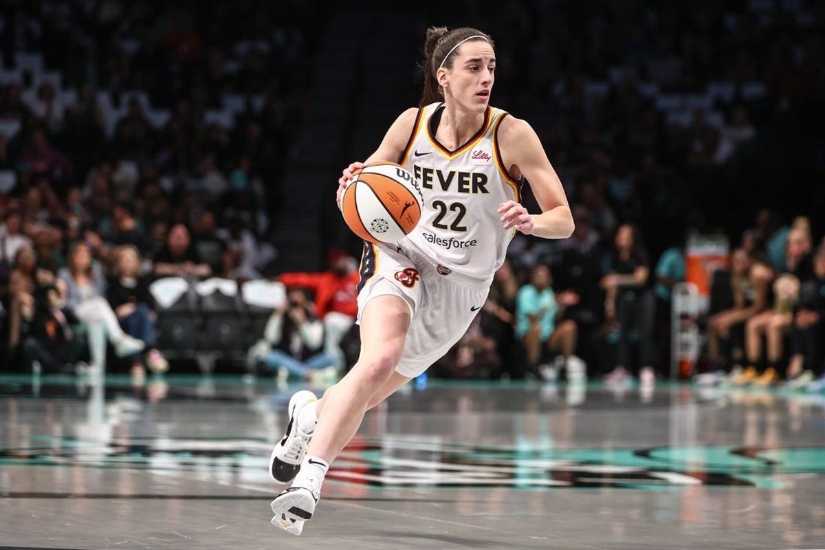 May 18, 2024; Brooklyn, New York, USA;  Indiana Fever guard Caitlin Clark (22) at Barclays Center. Mandatory Credit: Wendell Cruz-USA TODAY Sports