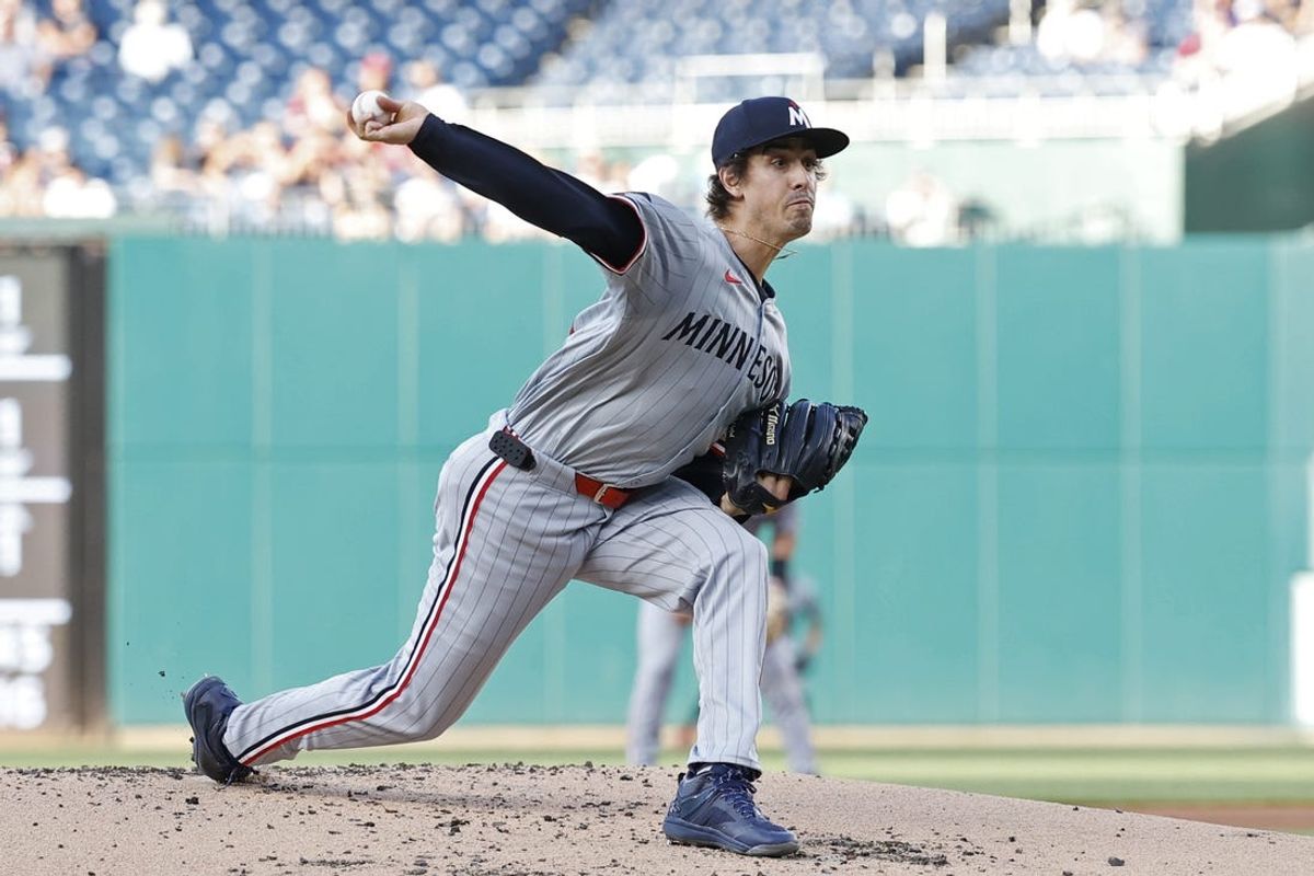 May 21, 2024; Washington, District of Columbia, USA;  Minnesota Twins pitcher Joe Ryan (41) pitches against the Washington Nationals during the first inning at Nationals Park. Mandatory Credit: Geoff Burke-USA TODAY Sports