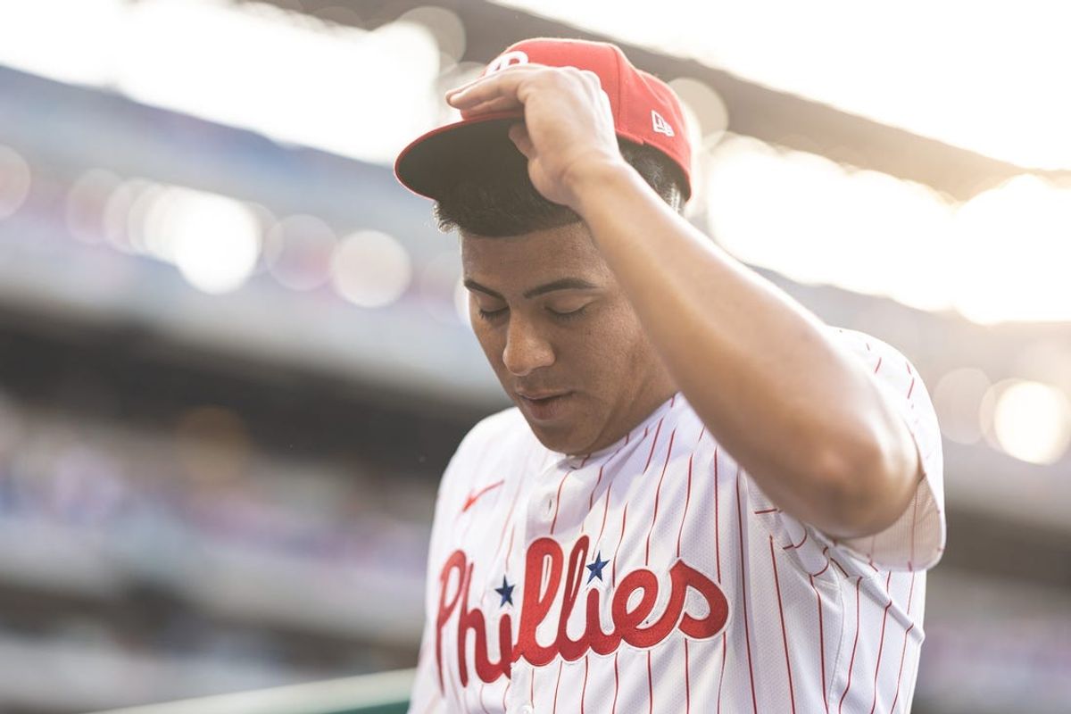 May 21, 2024; Philadelphia, Pennsylvania, USA; Philadelphia Phillies pitcher Ranger Suarez in a game against the Texas Rangers at Citizens Bank Park. Mandatory Credit: Bill Streicher-USA TODAY Sports