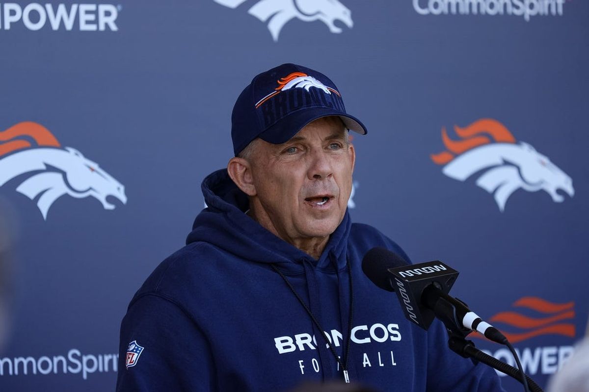 May 23, 2024; Englewood, CO, USA; Denver Broncos head coach Sean Payton addresses the media after organized team activities at Centura Health Training Center. Mandatory Credit: Isaiah J. Downing-USA TODAY Sports