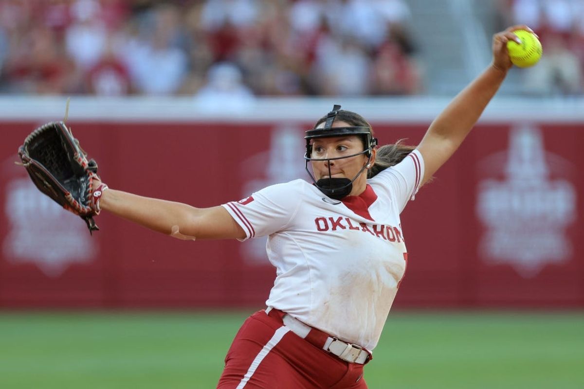 Oklahoma's Kierston Deal (11) pitches during a softball game between the Oklahoma Sooners (OU) and the Florida State Seminoles in Game 2 of the Norman Super Regional in the NCAA Tournament at Love's Field, Friday, May 24, 2024. Oklahoma won 4-2 to advance to the Women's College World Series.