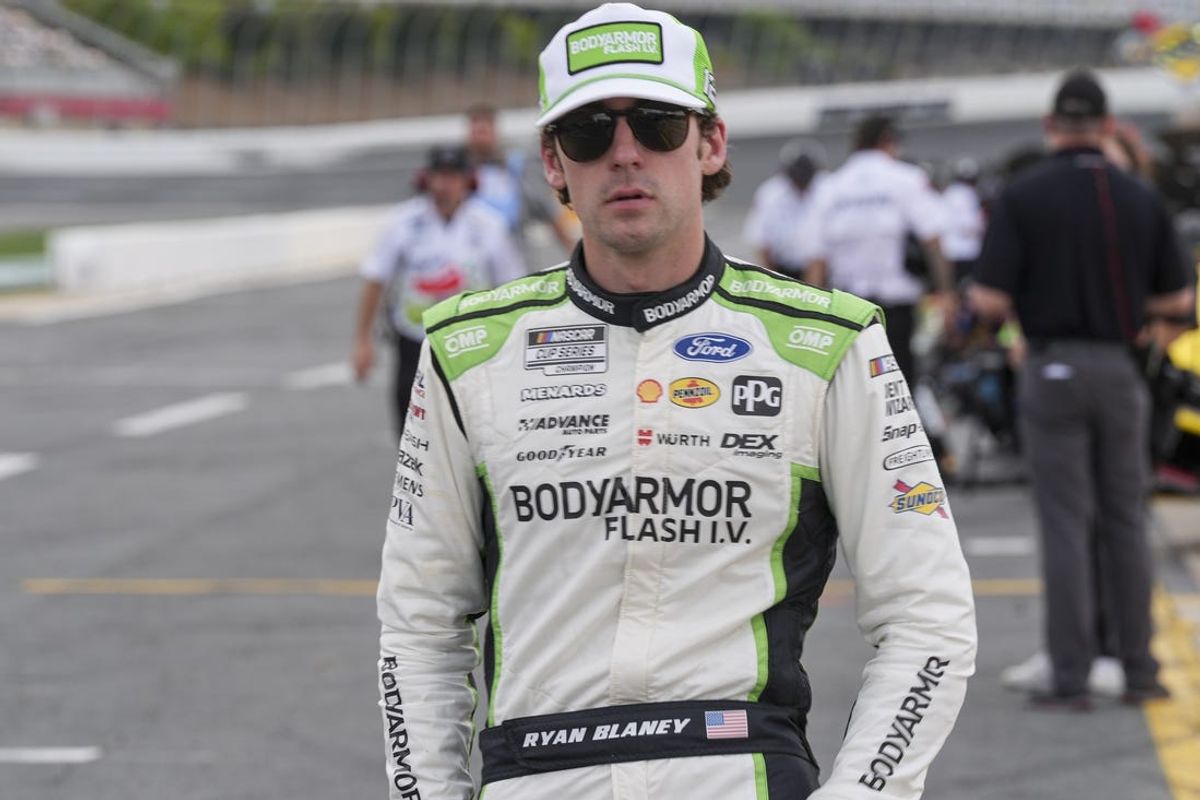 May 25, 2024; Concord, North Carolina, USA; NASCAR Cup Series driver Ryan Blaney (12) during qualifying at Charlotte Motor Speedway. Mandatory Credit: Jim Dedmon-USA TODAY Sports
