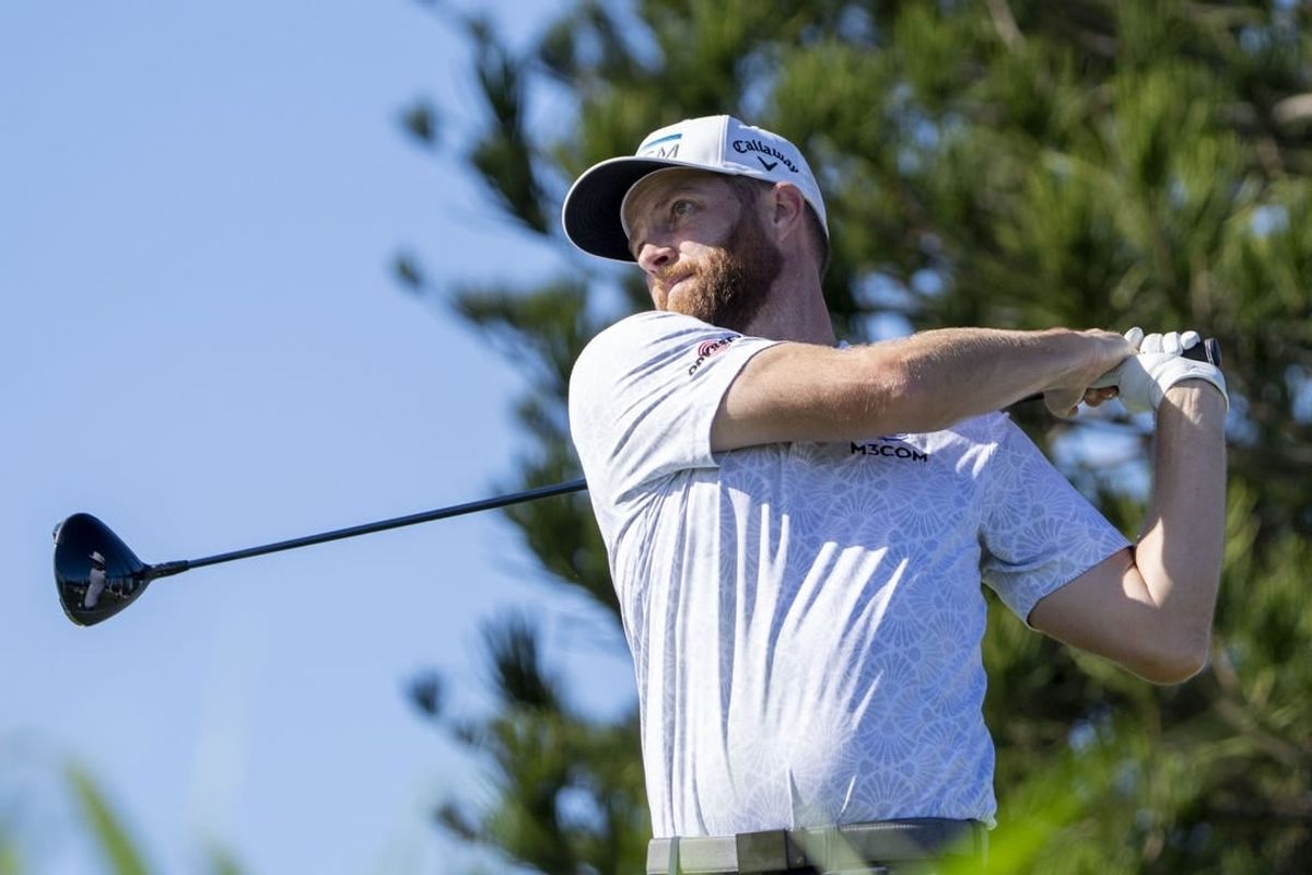 January 7, 2024; Maui, Hawaii, USA; Chris Kirk hits his tee shot on the third hole during the final round of The Sentry golf tournament at Kapalua Golf - The Plantation Course.