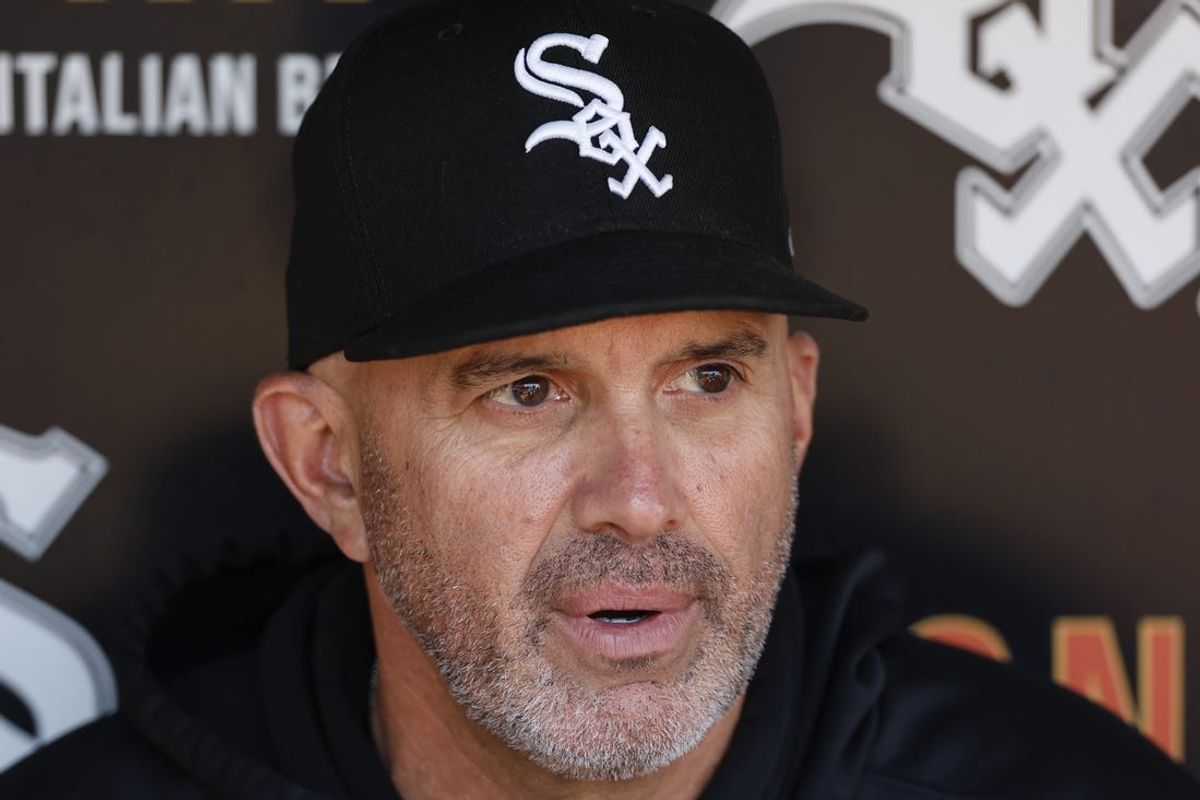 May 27, 2024; Chicago, Illinois, USA; Chicago White Sox manager Pedro Grifol (5) speaks before a baseball game against the Toronto Blue Jays at Guaranteed Rate Field. Mandatory Credit: Kamil Krzaczynski-USA TODAY Sports