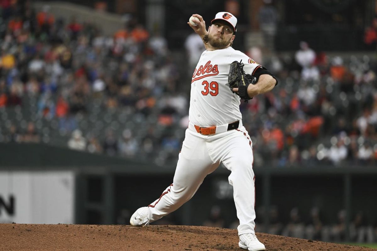 May 29, 2024; Baltimore, Maryland, USA;  Baltimore Orioles starting pitcher Corbin Burnes (39) delivers a second inning pitch against the Boston Red Sox at Oriole Park at Camden Yards. Mandatory Credit: Tommy Gilligan-USA TODAY Sports