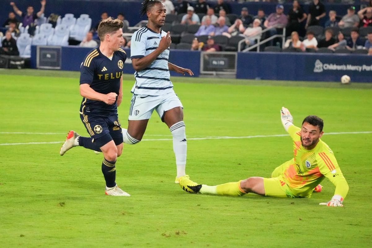 May 29, 2024; Kansas City, Kansas, USA; Vancouver Whitecaps FC midfielder Ryan Gauld (25) celebrates after scoring a goal in the second half against Sporting Kansas City at Children's Mercy Park. Mandatory Credit: Denny Medley-USA TODAY Sports