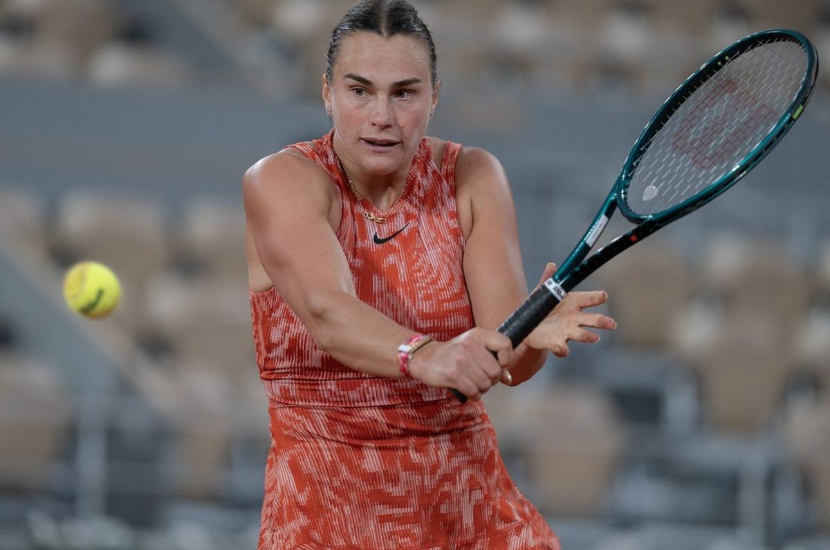 May 30, 2024; Paris, France; Aryna Sabalenka returns a shot during her match against Moyuka Uchijima of Japan on day five of Roland Garros at Stade Roland Garros. Mandatory Credit: Susan Mullane-USA TODAY Sports