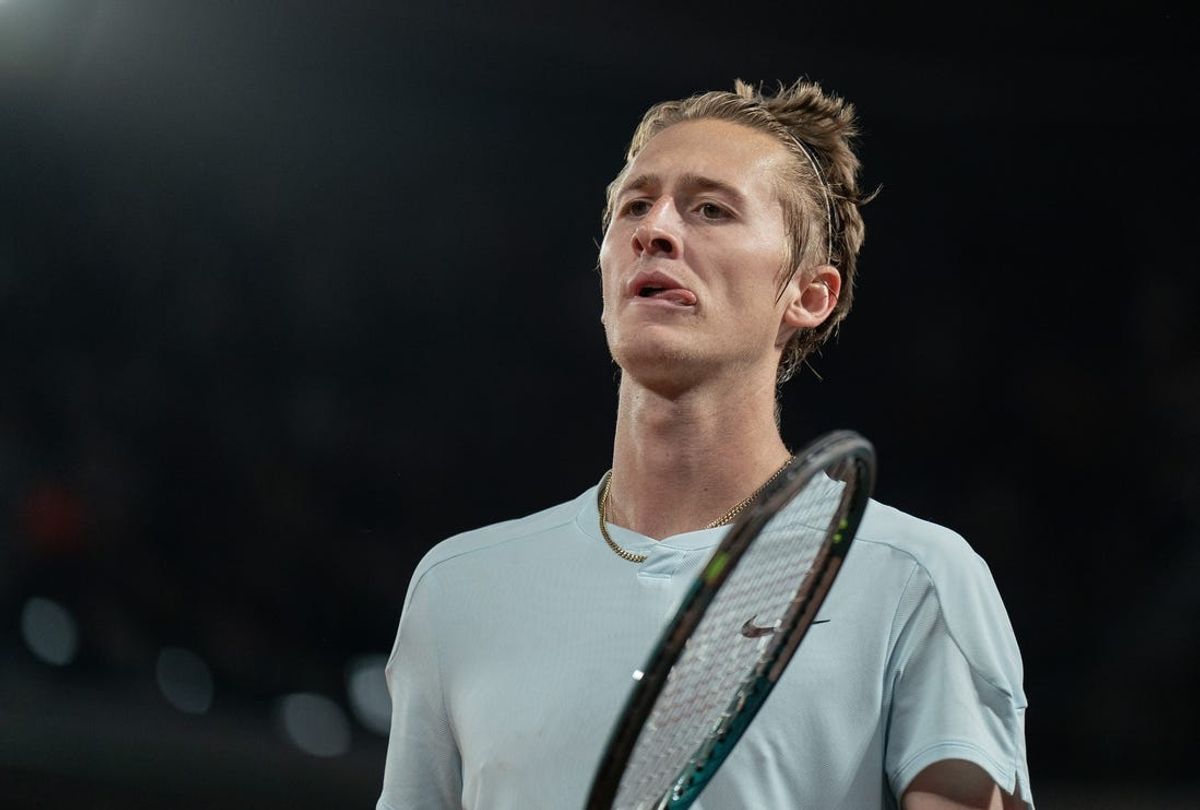 May 31, 2024; Paris, France; Sebastian Korda of the United States reacts to a point during his match against Carlos Alcaraz of Spain on day six of Roland Garros at Stade Roland Garros. Mandatory Credit: Susan Mullane-USA TODAY Sports