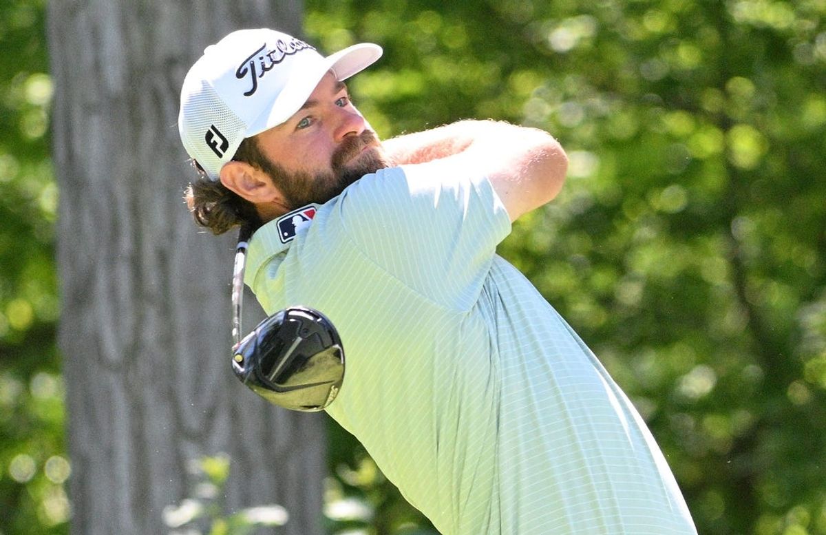 May 31, 2024; Hamilton, Ontario, CAN;  Cameron Young hits his tee shot at the seventh hold during the second round of the RBC Canadian Open golf tournament. Mandatory Credit: Dan Hamilton-USA TODAY Sports