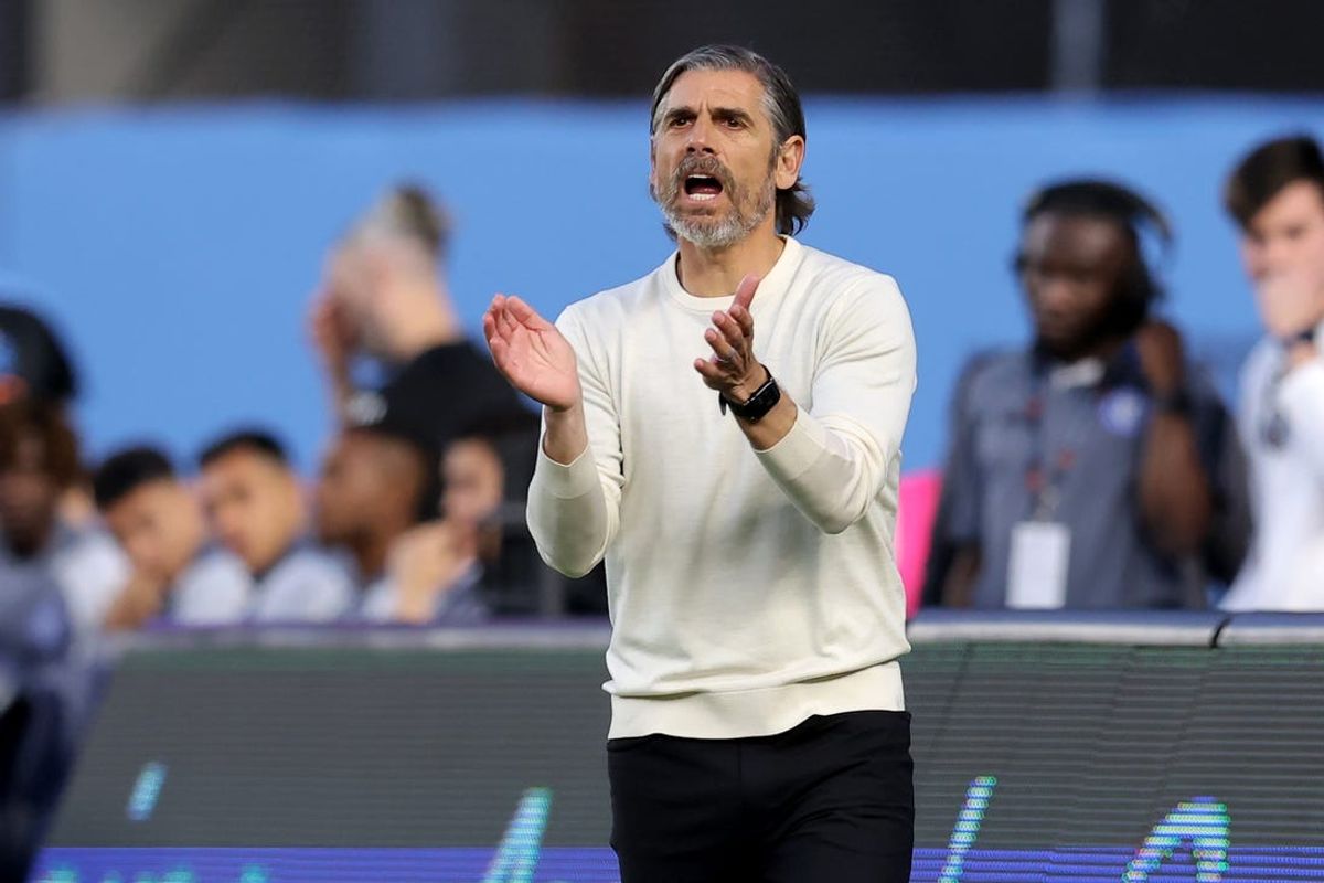 May 31, 2024; Bronx, New York, USA; San Jose Earthquakes head coach Luchi Gonzalez coaches against New York City FC during the first half at Yankee Stadium. Mandatory Credit: Brad Penner-USA TODAY Sports