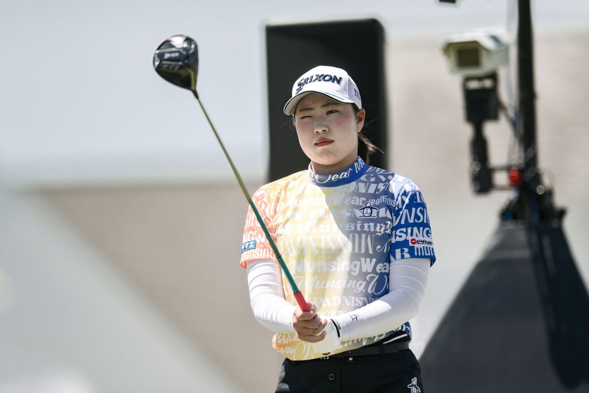 Jun 1, 2024; Lancaster, Pennsylvania, USA; Rio Takeda (JPN) lines up a tee shot on hole one during the third round of the U.S. Women's Open golf tournament. Mandatory Credit: John Jones-Imagn Images