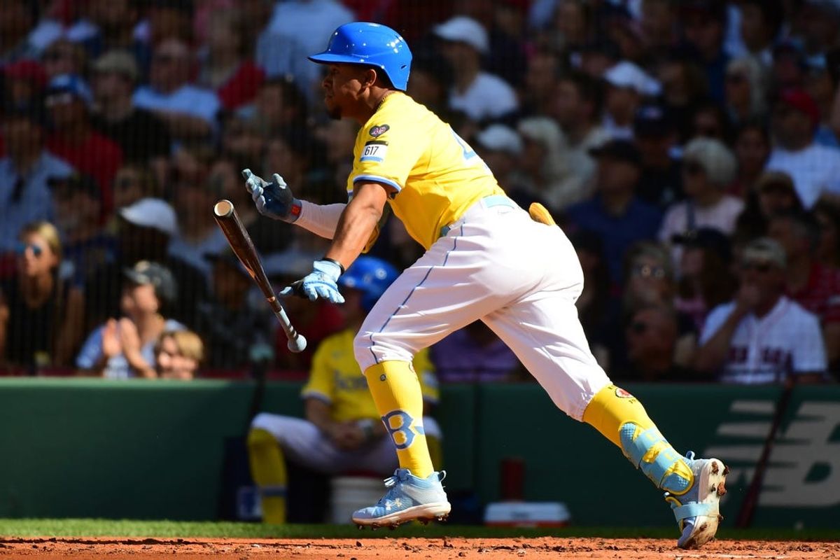 Jun 1, 2024; Boston, Massachusetts, USA;  Boston Red Sox designated hitter Enmanuel Valdez (47) hits a home run against the Detroit Tigers during the second inning at Fenway Park. Mandatory Credit: Bob DeChiara-USA TODAY Sports