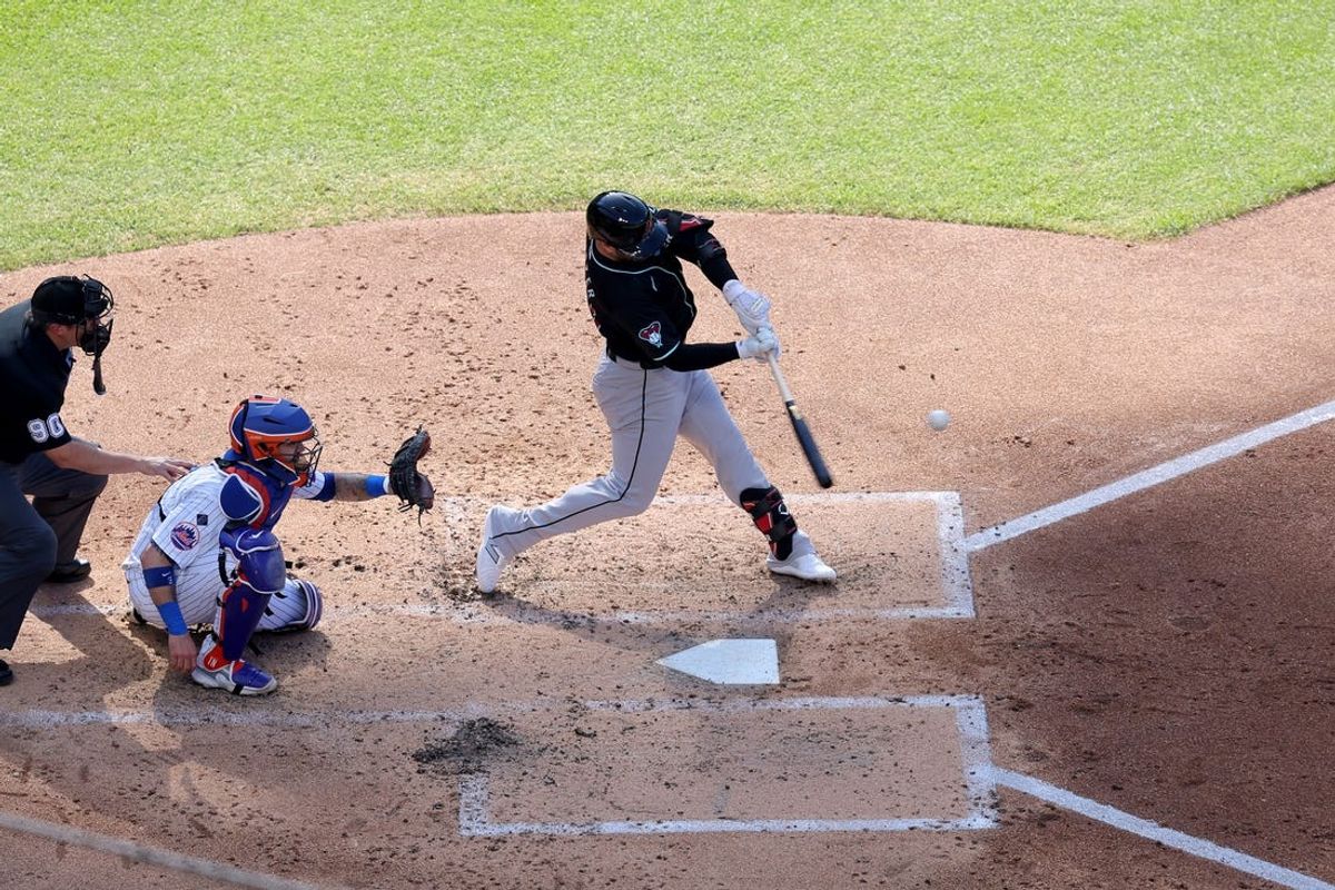 Jun 1, 2024; New York City, New York, USA; Arizona Diamondbacks first baseman Christian Walker (53) hits a grand slam home run against the New York Mets during the third inning at Citi Field. Mandatory Credit: Brad Penner-USA TODAY Sports