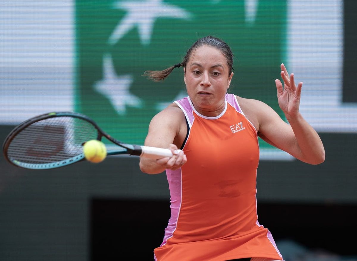 Jun 2, 2024; Paris, France; Elisabetta Cocciaretto of Italy returns a shot during her match against Coco Gauff of the United States on day eight of Roland Garros at Stade Roland Garros. Mandatory Credit: Susan Mullane-USA TODAY Sports